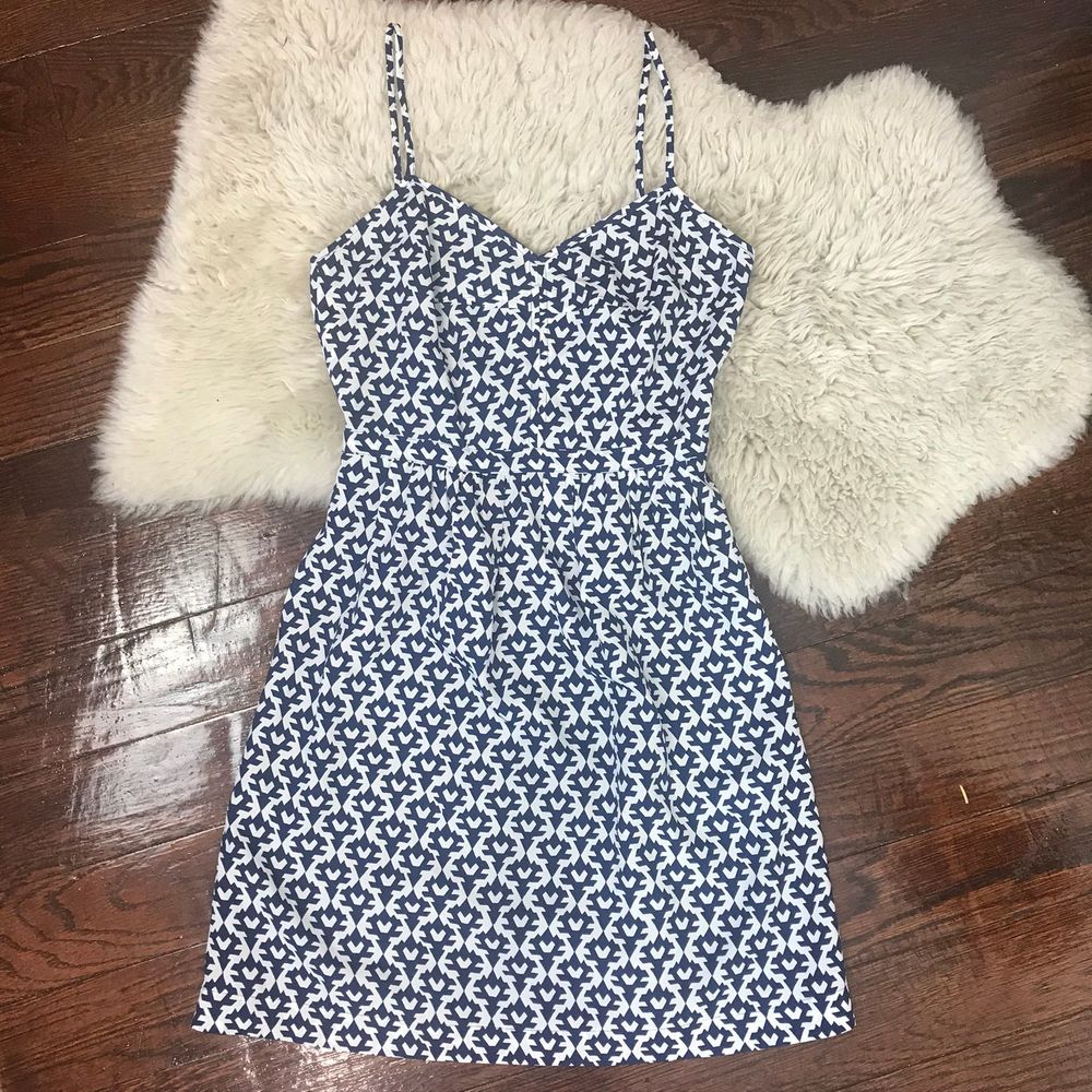 J. Crew Sweetheart Sundress Navy Blue White 00